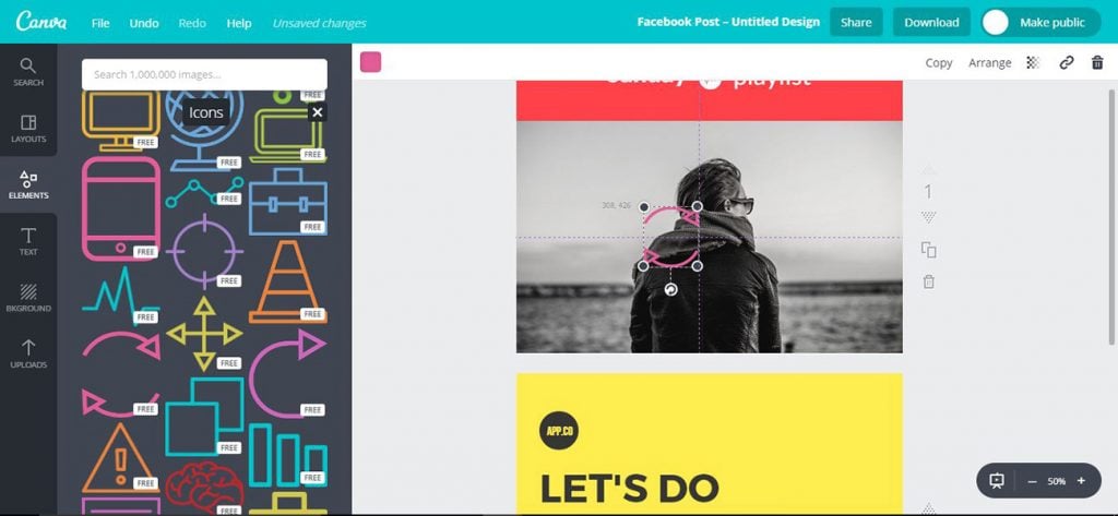 Screenshot from Canva, a fast DTP program