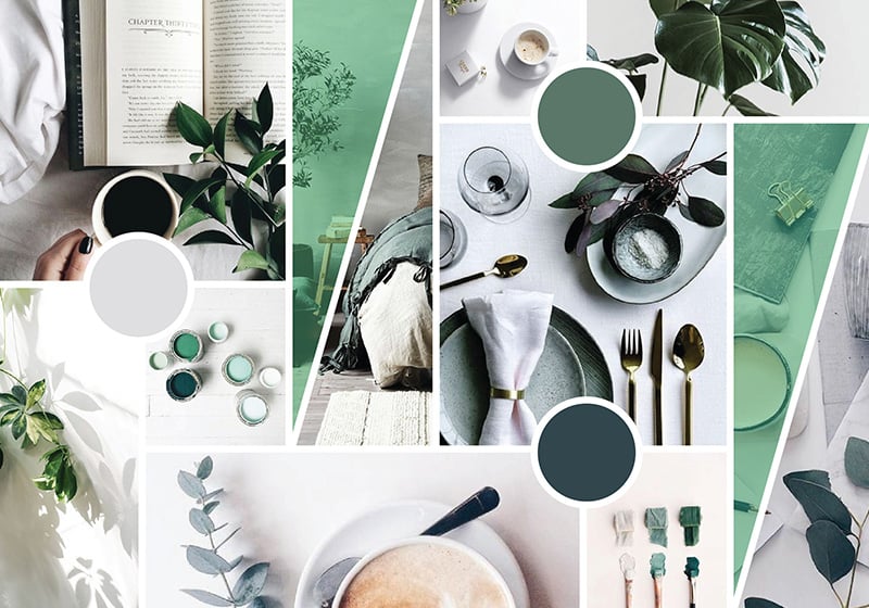 Пример mood board для создания логотипа, отражающего цвет бренда 